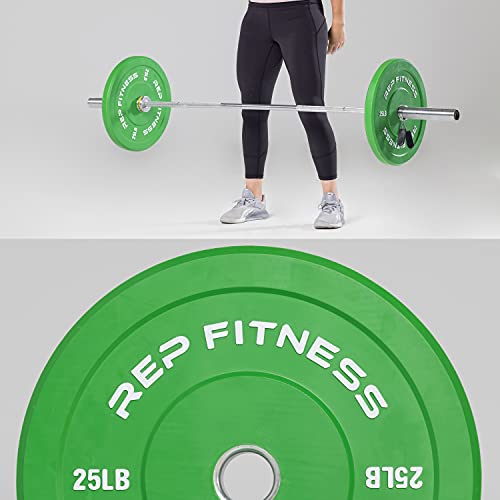 REP Color Bumper Plates LB Olympic Barbell Weights – Rubber Training Discs for Home Gym Strength Lifting, Low Bounce Durable, Weight Pairs & Sets 10 15 25 35 45 Pound Options - color: C. 25lb Green Pair