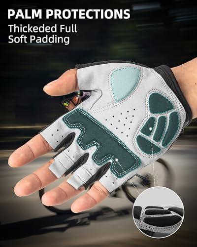 ROCKBROS Cycling Gloves for Men Women Breathable Gel Pad | Reduce Riding Pain, Breathable Mesh Keeps Hands Cool,Fits MTB Hiking Outdoor Work - color: Half Black, size: Medium