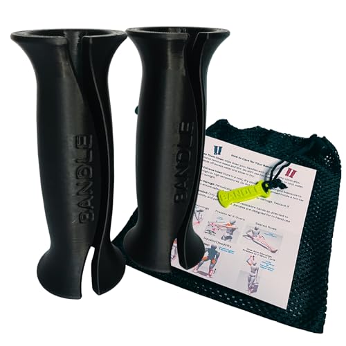 Bandle™ - True Ergonomic Handles for Resistance Bands | Unleash The Full Potential of Pain-Free, Full-Body Workouts | Durable & Comfortable for High-Intensity Training (2 Handles) - color: Black, size: Small