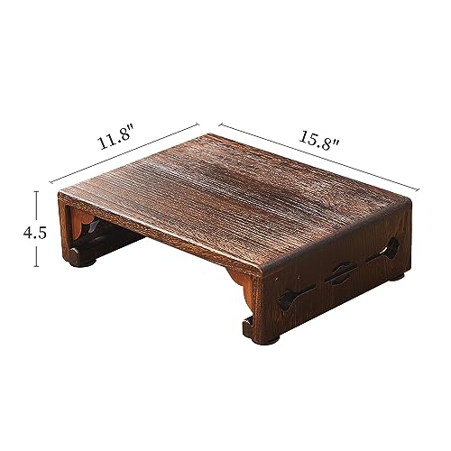 Wood Bed Step Stool,Wide Wooden Stepping Stool for Kids & Adults,Desk Foot Stool,4 inch Step Stool,Low Footrest Step Platform,Surface 15.8"x11.8"
