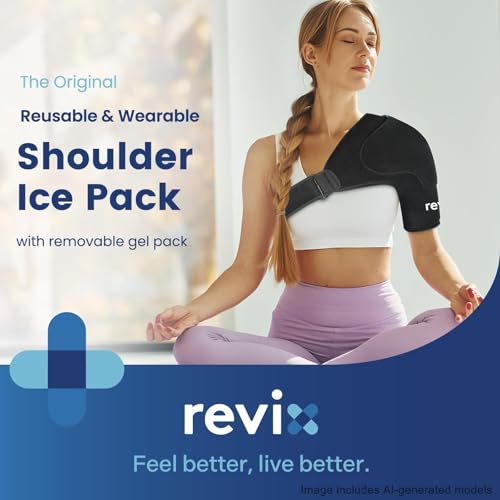 REVIX Shoulder Ice Pack Wrap for Rotator Cuff and Arm, With Removable Gel Pack, Standard, Reusable Gel Cold Wrap, Soothe Discomfort & Fatigue, 30-Minute Long-Lasting Cold, Flexible Fit for Men & Women - size: Standard, style: With Removable Gel Pack
