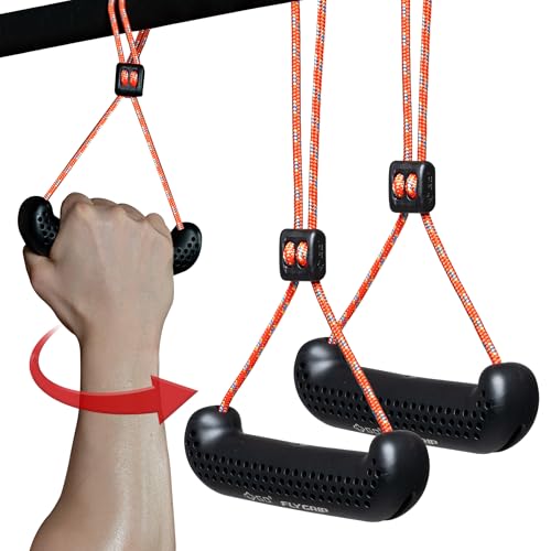 GD Fly Grip Pull Up Handles LAT Pull Down Attachments Nuetral Grip Cable | Nuetral grip Pull up bar, T-bar row Handle, 90 angle rotating, Barbell, Deadlift, Cable attachment, d handle tricep rope - color: Black Grip(Mixed strap)