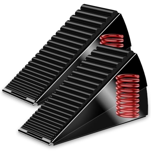 AIMAXINKE Door Stoppers for Bottom of Door-Large Heavy Duty Door Stop Wedge 3'' High Adjustable Spring Metal Tall Doorstop, Strongest Rubber Grip, Suits Carpet, Tile, Home, School +2 Wall Protector - color: Black