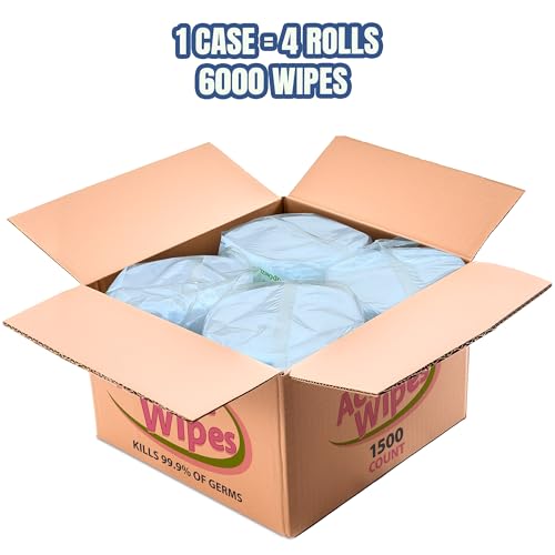 Zoom Active – 6,000 Total Wipes, 4 Rolls of 1,500 – Disinfecting Cleaning Wipes Bulk, Antibacterial Surface Wipes for Gym, Office & Commercial Use, Multi-Purpose Sanitizing Large Refill Rolls