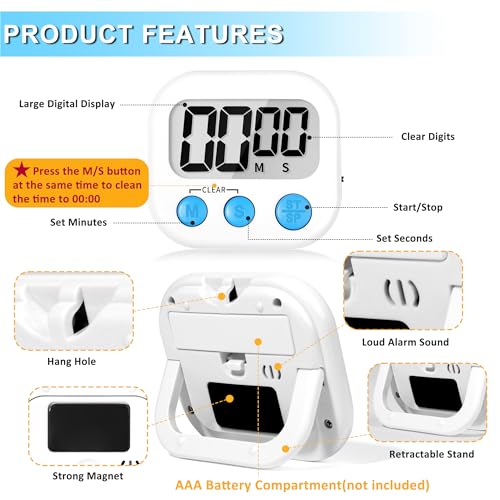 ZILLEEN Classroom Timer for Kids Teachers 2 Pack Digital Timers, Black & White - color: Black & White