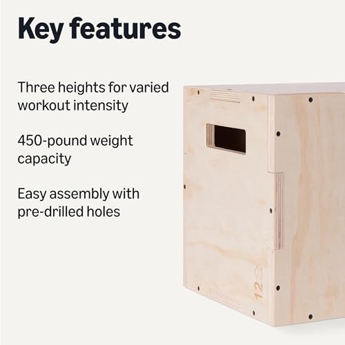 Amazon Basics Plyometric Jump Box, Plyo Box Jumps for Home Gym - size: 14"x12"x16"
