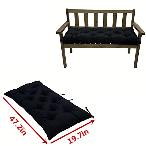 SEAHOME Indoor/Outdoor Bench Cushion,Waterproof Swing Seat Cushion,Outdoor Chair Cuhion,for Lounger Garden Furniture Patio Loveseat (47.2'' x 19.7'', Black) - color: Black, size: 47.2" x 19.7"