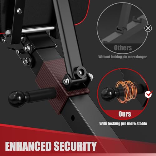 GIKPAL Adjustable Weight Bench - Workout Bench Press for Home Gym, Foldable Incline Decline Sit up Exercise Bench for Full Body Strength Training w/Leg Extension and Preacher Pad - color: Weight Bench & Pro 10-Gear 55lbs Pair