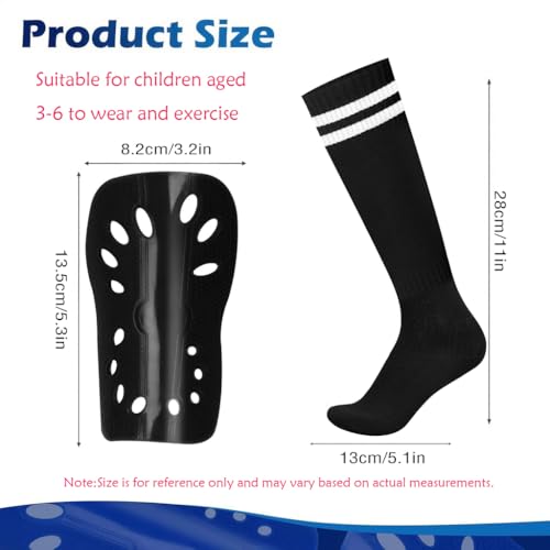 Soccer Shin Guards and Socks for Toddler Kids, Lightweight Soccer Shin Pads & Sleeves Equipment, Protective Defender Gear for 3-6 Years Old Children Boys Girls Sports Game - color: Black