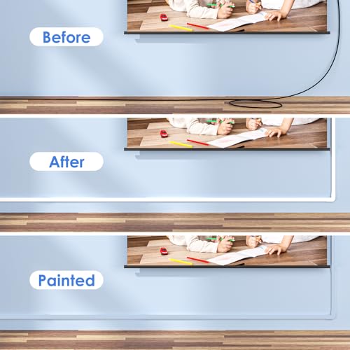 Yecaye Cord Hider, 113in One-Cord Cable Concealer, Cord Covers for Wires on Wall, Easy Install Cable Management Kit for 2 Small Wires, Cables Raceway Home Office, W0.59in H0.4in, White - color: White, size: 113in L x 0.59in W x 0.4in H
