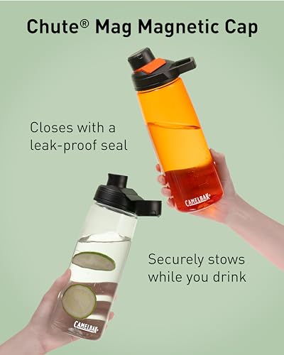 CamelBak Chute Mag Water Bottle with Magnetic Leak‑Resistant Cap, Lightweight Tritan Design for Everyday Hydration - color: Clear, size: 20 Ounces