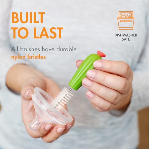 Boon Cacti Replacement Baby Bottle Brushes - Includes Bottle Cleaner Brush, Straw Cleaner Brush, Nipple Brush and Detail Brush for Baby Bottles - Newborn Essentials - Sage - 4 Count - size: 4 Piece Set, style: Cacti Replacement Brush