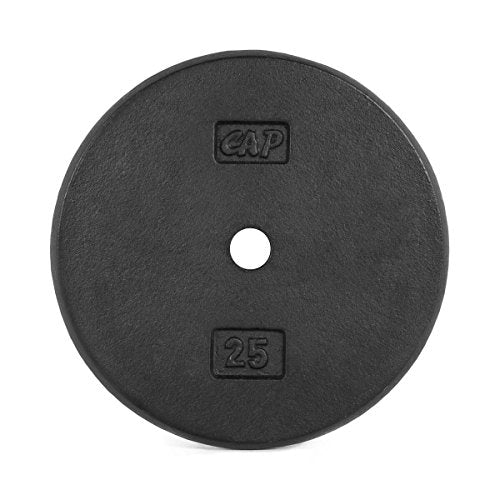 CAP Barbell Standard 1-Inch Cast Iron Weight Plates - Singles & Sets | 1.25-50 lbs | Multiple Options - color: Black, size: 25 lb - Single