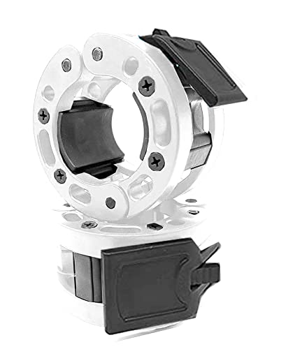 Clout Fitness Olympic Barbell Clamps Collars Quick Release Pair of Locking Weight Clips Fit 2 Inch Barbell for Weightlifting - color: White/Black, style: Classic Quick Release