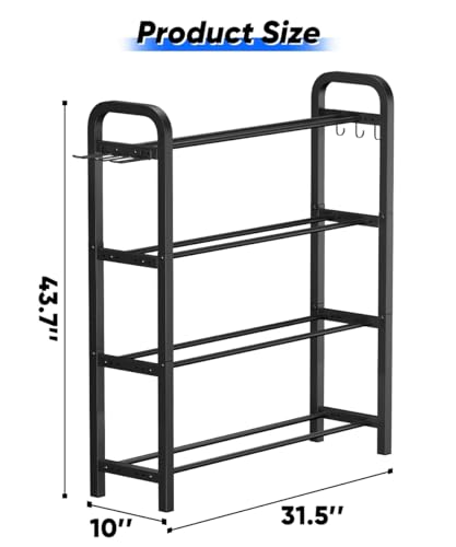 Adjustable Dumbbell Rack, Weight Storage Stand Holder for Dumbbells & Kettlebells, Heavy-Duty Home Gym Organizer with 6 Hook for Home Gym Equipment Accessories (Rack Only) - color: Black, style: 4 tier