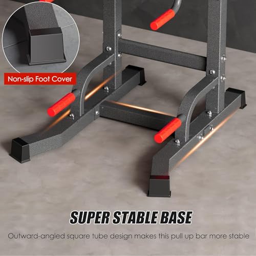 soges Power Tower Pull Up Bar Dip Station, All in One Free Standing Pull Up Bar for Home Gym with 7-Level Height Adjustable, Multi-Function Power Racks Strength Training Equipment, 330 lbs Capacity - color: Black