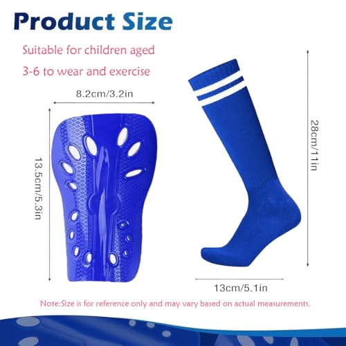 Soccer Shin Guards and Socks for Toddler Kids, Lightweight Soccer Shin Pads & Sleeves Equipment, Protective Defender Gear for 3-6 Years Old Children Boys Girls Sports Game - color: Blue