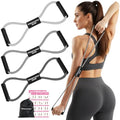 Figure 8 Resistance Bands with Handles, 3 Levels Latex Exercise Stretch Bands - color: Light Gray, Dark Gray, Black