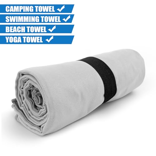 Travel Body Towel L Size Microfiber Quick Dry Lightweight for Men Women Camping Hiking Beach Swimming Pool Yoga Mat Towels(Light Grey, 1 Pack L) - color: Light Grey, size: 1 Pack L