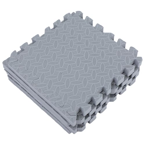 NUOBESTY 4pcs High-Density Foam Interlocking Floor Mats Soft Protective Exercise Tiles with Noise Reduction and Anti Vibration Features for Home and Gym Equipment Use