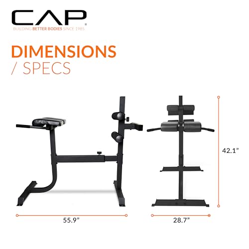 Cap Strength Roman Chair – Adjustable Back Extension Bench for Core & Glute Workouts, Heavy-Duty 300 LB Capacity - Black and Gray Options - color: Black