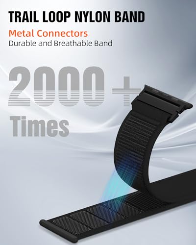 Trail Loop Nylon Sport Band Compatible with Apple Watch Ultra 3 2 Band for Men 49mm 46mm 45mm 44mm 42mm, Rugged Breathable Sport Adjustable Strap for iwatch bands Series 11/10/9/8/7/6/5/4, SE 3 2 1 - color: Black2(Black)