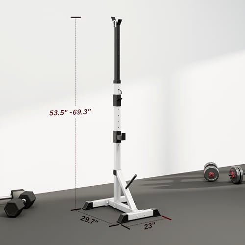 Soozier Pair of Adjustable Squat Rack Standard 53.5"-69.25" Barbell Rack Stand 440lbs Capacity, 2" Steel Heavy Duty Bench Press Rack, Support 3 Sets Barbells Storage