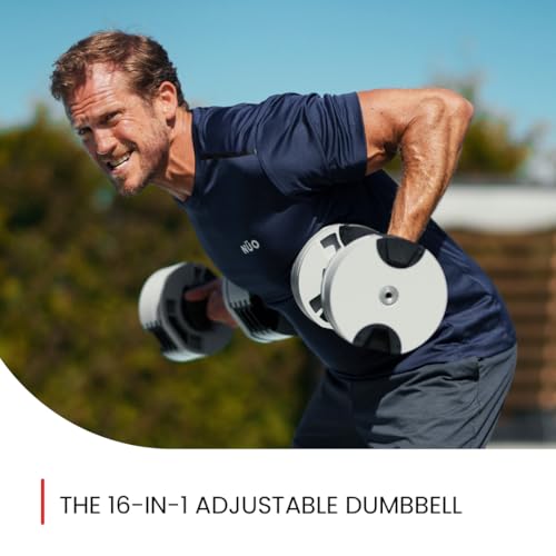NUOBELL Adjustable Dumbbells 5-80 lbs: Replace 16 Sets, Ideal for Home Gym Weight Bench & Press - color: Ash
