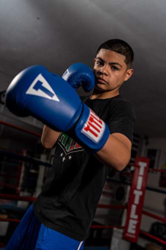 Title Classic Leather Elastic Training Gloves 2.0 - color: Blue, size: 14 oz