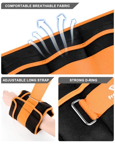Fragraim Adjustable Ankle Weights 1-3/4/5/6/8/10/12/15/20 LBS Pair with Removable Weight for Jogging, Gymnastics, Aerobics, Physical Therapy - color: Orange, style: 5 lbs each( 10 lbs pair)