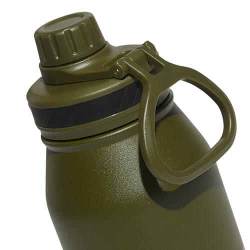 adidas Stainless Steel Metal Water Bottle 34 oz (1L) Screw Cap - color: Focus Olive Green/Black