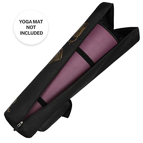Gonex Yoga Mat Bag with Full-Zip Design, Fits Most Mats | 600D Oxford Fabric, Wet Pocket, Front Zip Pocket, Adjustable Strap, Fits Mats up to 26" - color: Black