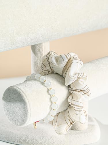 Headband Holder Organizer, Scrunchie Hairband Stand Display, Multi-use Hair Hoop Accessories Bracelet Jewelry Storage for Women Girls (Grey Beige Velvet) - color: Two Layer Ice Beige Velvet