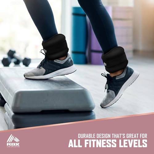 RBX Wrist & Ankle Weights Set, Adjustable Comfort Fit for Training & Toning - color: Black, size: 4lb (2lb Each)