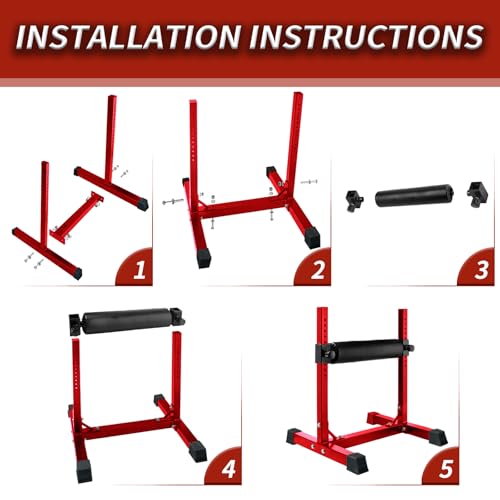 Bulgarian Split Squat Stand, Single Leg Squat Stand, Single Leg Squat Roller, Lower Body Specialty Machine for Home Gym - color: Red