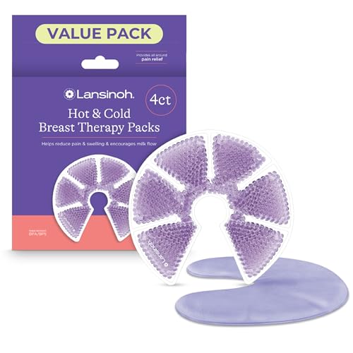 Lansinoh Breast Therapy Packs, Hot and Cold, 4 Pack | Includes 2 Soft Covers | Postpartum Essentials | Relieves Nipple Pain | Breastfeeding Aid - size: 4 Count