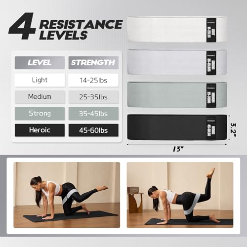 Lianjindun Booty Resistance Bands for Legs & Glutes, Non-Slip Workout Set | Exercise Bands for Working Out, Pilates, Yoga, Home Gym, Booty, Leg, Heroic/Strong/Medium/Light Fabric Loops for Women Men - color: Gradient Gray