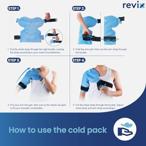 REVIX Shoulder Ice Pack for Rotator Cuff Cold Therapy, Arm Gel Ice Pack for Injuries Reusable, Flexible Cold Compression Wrap for Post-Workout Recovery, Fatigue and Shoulder Discomfort, Blue - size: Standard, style: Blue