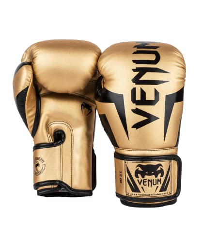 Venum Elite Boxing Gloves - color: Gold/Black, size: 12-Ounce