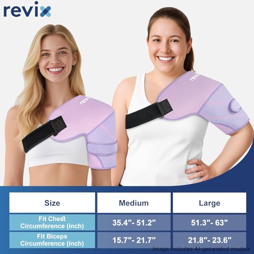 REVIX Large Shoulder Ice Pack Wrap & Brace for Rotator Cuff & Arm | Reusable Gel Shoulder Brace for Surgery Recovery, Rotator Cuff & Muscle Relief, for Men & Women, Purple - size: Large, style: Purple, 1 Gel Pack+1 Shoulder Brace
