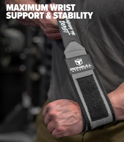Powerlifting Wrist Wraps for Weightlifting & Bench Press - IPF Approved Heavy Duty Wrist Straps for Powerlifting, Bodybuilding & Strength Training - Competition Grade Support - color: Grey