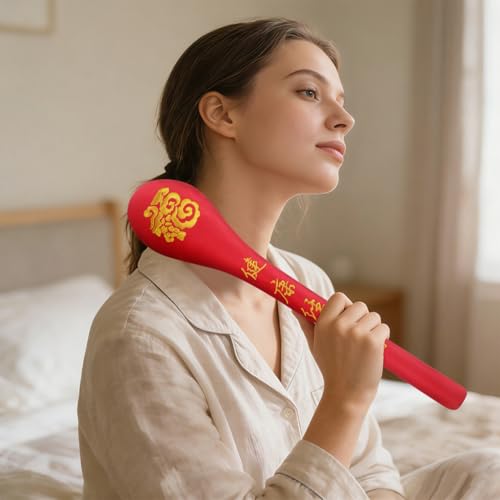 FRCOLOR Meridian Sha Board 18.9 Inch Handheld Massage Pat Stick for Body Tapping Therapy Muscle Relaxation Blood Circulation and Fatigue Relief