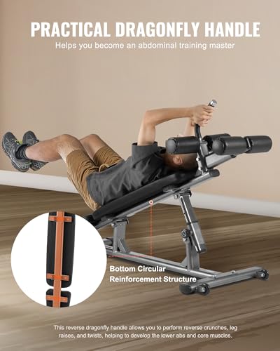 VEVOR Sit Up Bench, Folding Curved Decline Ab Bench, with 5 Adjustable Height Settings, Heavy-Duty Steel, Non-Slip Design, 500 Lbs Capacity for Home Gym Workouts, Strength Training, Full Body Muscles - size: Ab Bench/1000lbs