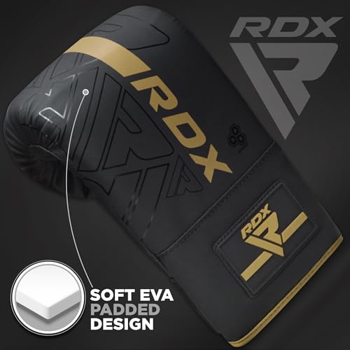 RDX Boxing Pads and Bag Gloves Set, Maya Hide Leather Kara Hook and Jab Training Pads, Curved Focus Mitts for MMA, Muay Thai, Kickboxing Coaching, Martial Arts, Punching Hand Target Strike Shield - color: GOLDEN