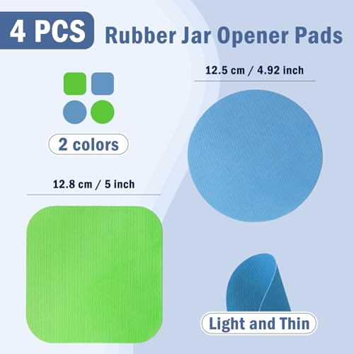 Aixoom Rubber Jar Opener Pads Set of 4, Non-Slip Gripper Pads for Jars | Two Shapes for More Uses, For Seniors & Weak Hands, Heat-Resistant Trivet, Kitchen Coaster & Jar Lid Grip (Circle and Square) - size: Circle & Square