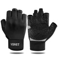 Half-Finger Sports Gloves, Black. Made of Neoprene Material, Feature Honeycomb Silicone Non-Slip Design on the Palm with Wrist Support. Suitable for Gym Training, Cycling and Weightlifting - size: Small