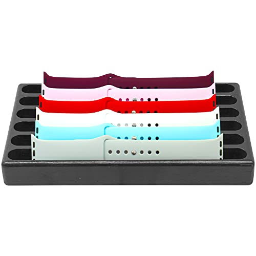 Wooden Watch Band Organizer - Works with All Apple Watch Bands - Watch Band Holder - Wooden Watch Stand Display - Birthday Gift for Her (6, Black) - color: Black