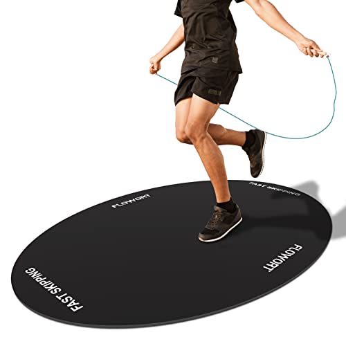 Cheete Jump Rope Mat Large Rubber Exercise Mat Indoor Outdoor Shock Absorbing Mat Non-Slip Oval Design for Floor & Rope Protection, Workout Mats for Home Gym Flooring - color: Black