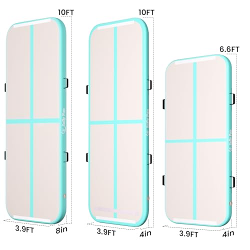 Inflatable Gymnastics Mat 6.6ft/10ft Air Tumble Track Training Mat 4/8 inches Thick Tumbling mat with Electric Pump for Home Use/Tumble/Gym/Training/Cheerleading/Water/Yoga - color: Light Pink, size: 6.56ft*3.9ft*4in