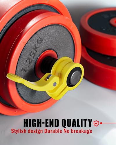 Narrow Barbell Clips 2.5cm Width for Olympic Bars, 0.9-1.18inch Adjustable Weight Clamps, Quick Release Locking Collars for Weightlifting - color: Yellow